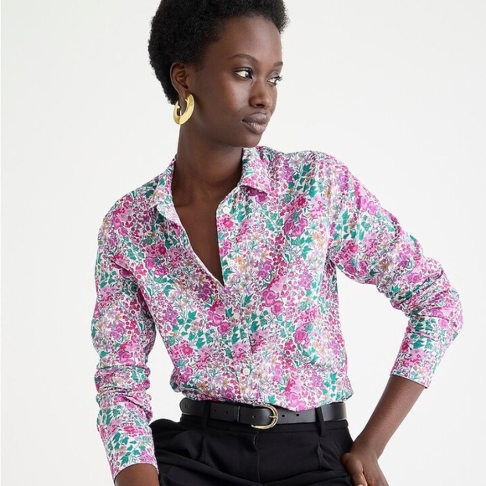 J. Crew Pink Floral Button-Down Shirt